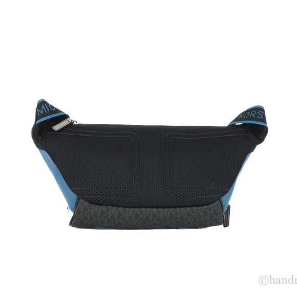 NEW Michael Kors Men's Cooper Blue Utility Belt Bag Leather Embroidered Logo L - Picture 4 of 10